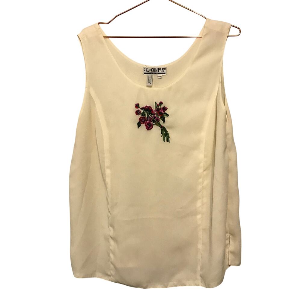 Vintage SK & Company dressy shell blouse embroidered 16W